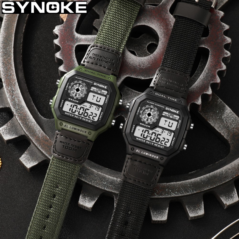 Canvas Strap Watch - Synoke jam tangan Digital militer pria,