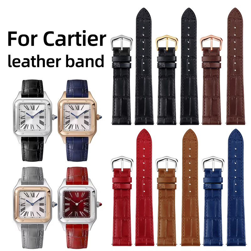 Cartier Watch Santos - Tali Kulit Asli 15Mm 17Mm 18Mm