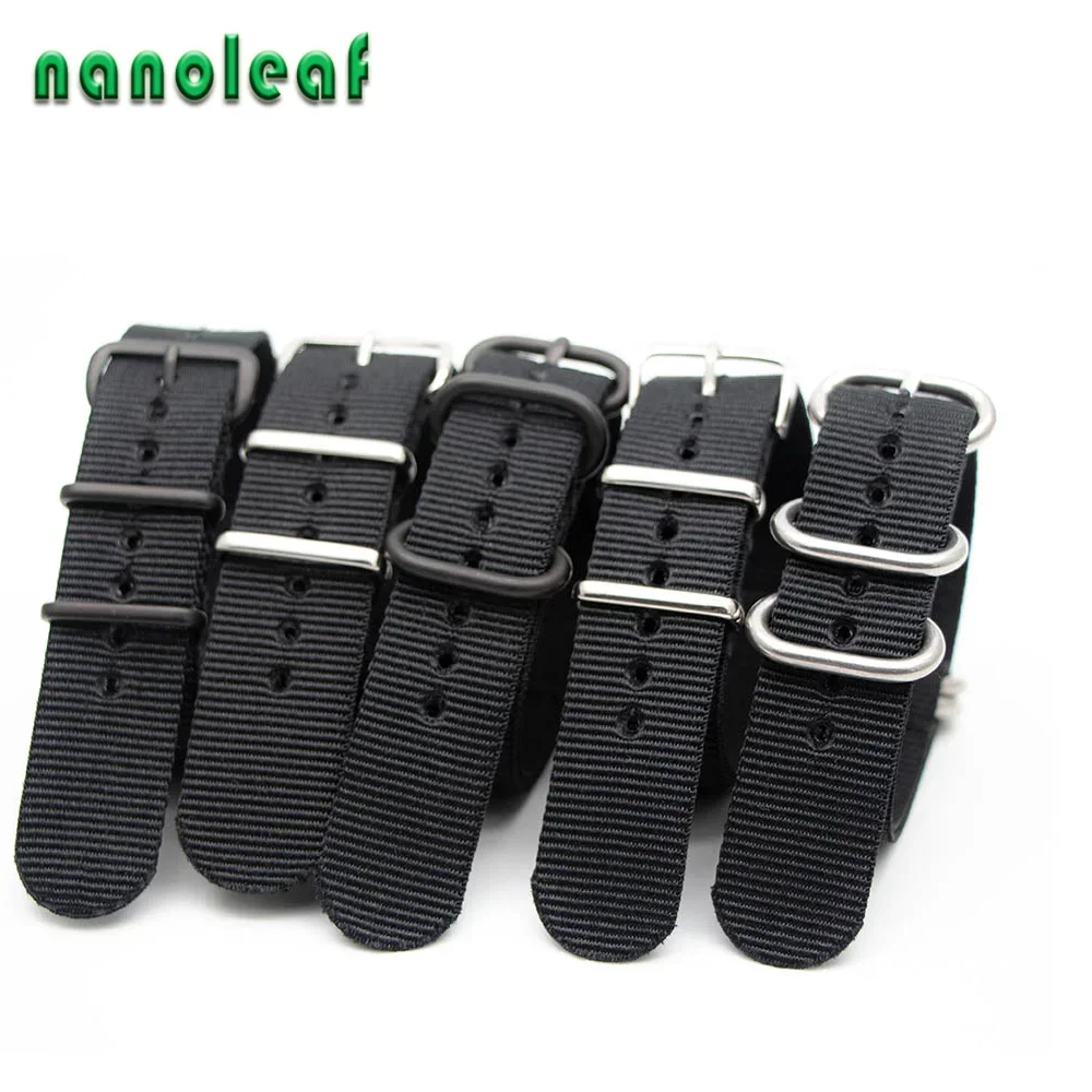 Nato Strap Nylon - Tali jam tangan nilon hitam, untuk
