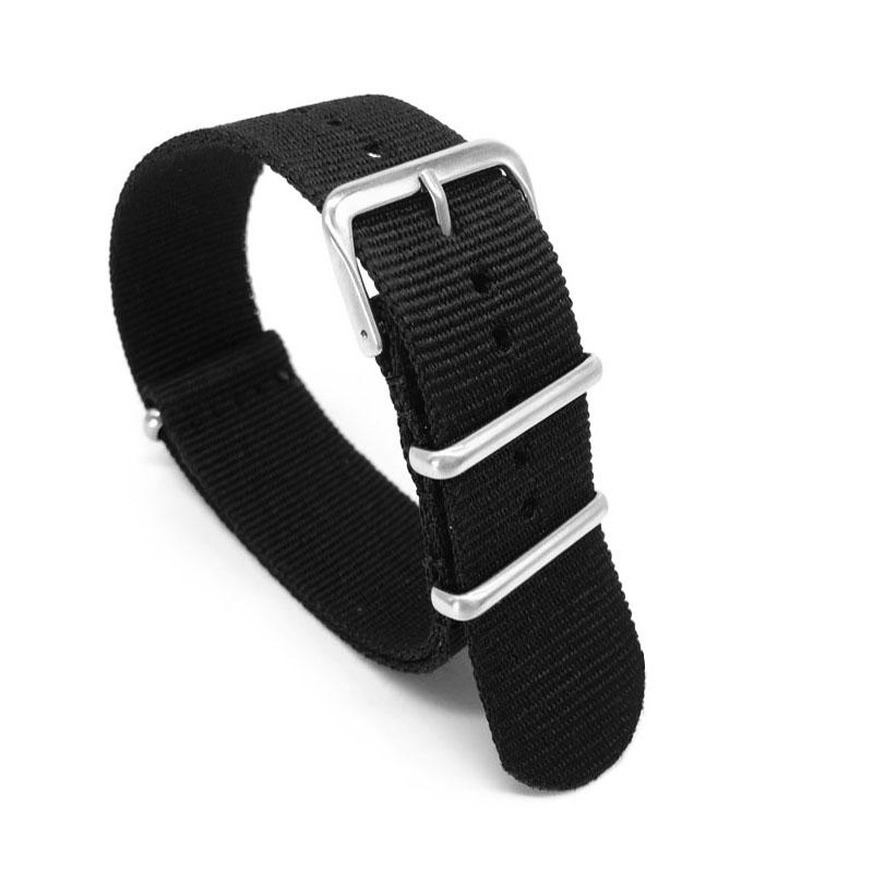 Nato Strap Nylon - Jam tangan tali nilon hitam untuk