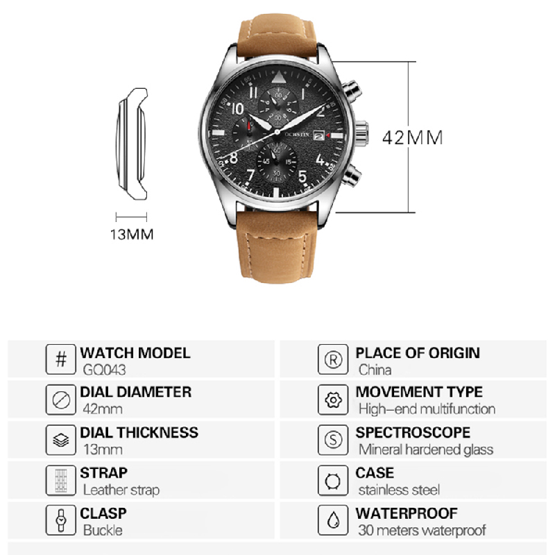 OCHSTIN Jam Tangan Chronograph - Leather Watch Band Men ulasan dan harga